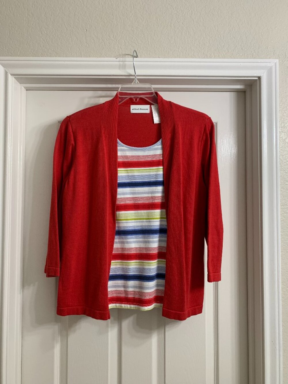 Alfred Dunner Women's Red Sweater and Shirt Combo, Size Large